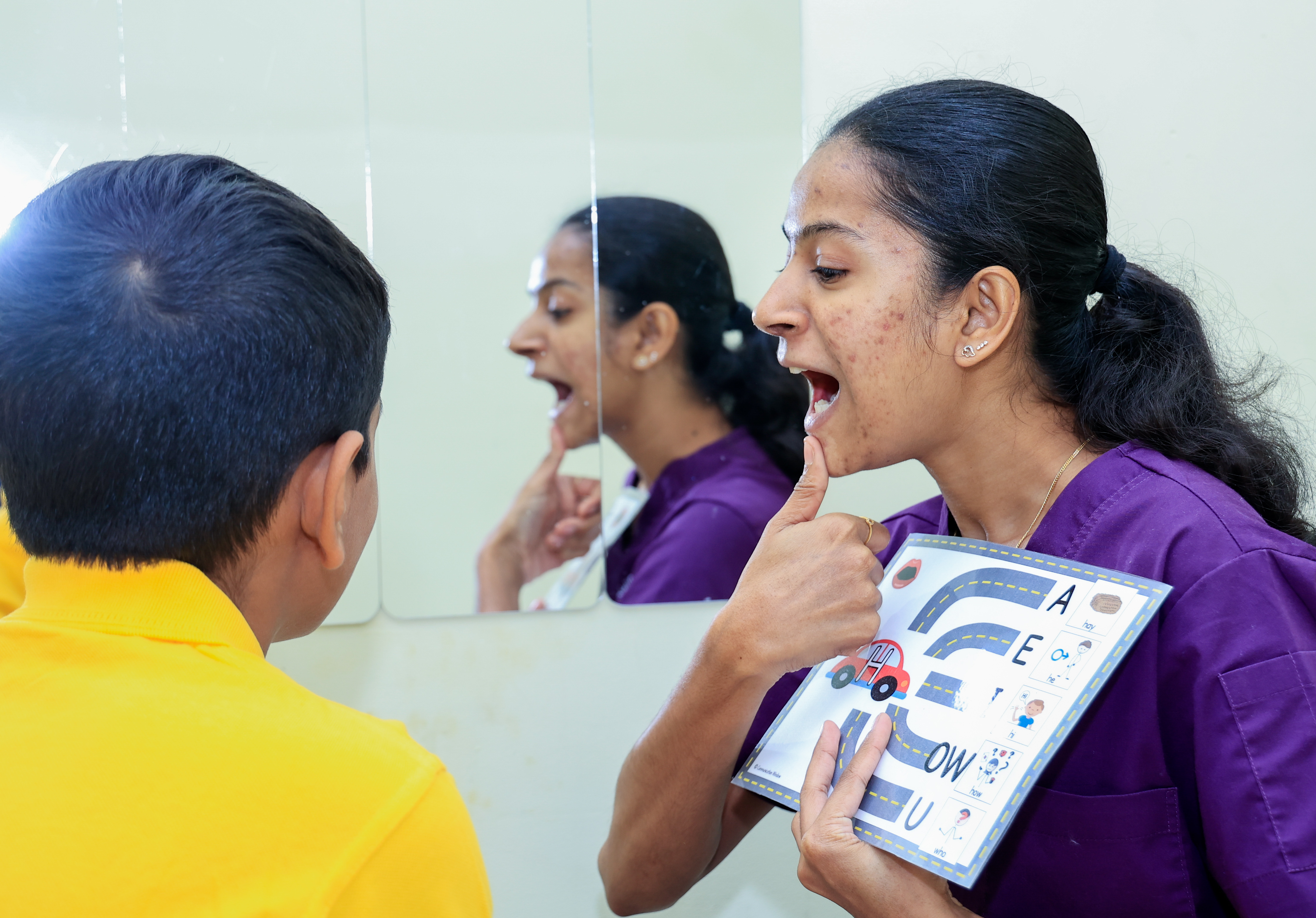 Articulation therapy activity with a child at The Speech Clinic Dubai